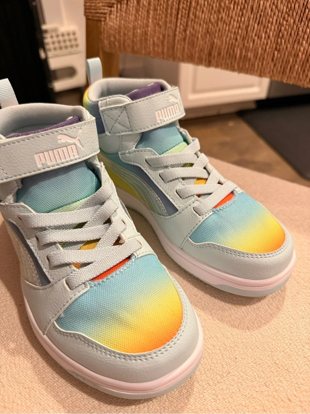 Puma Kids' Rainbow Gradient High-Top Sneakers - Pastel Blue
